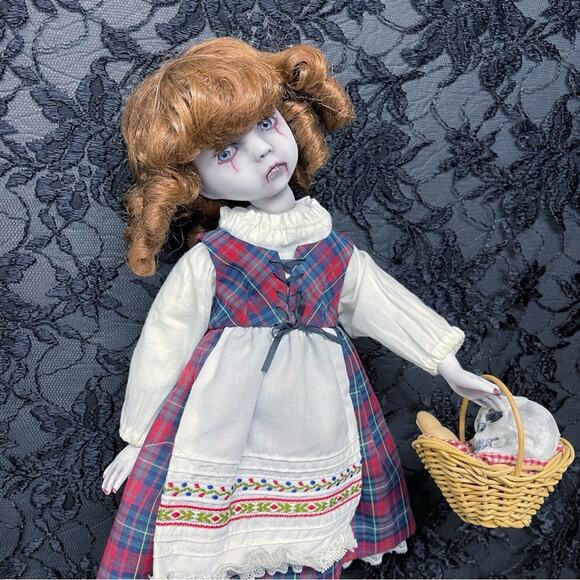 OOAK Creepy Odd 14” Little Red Riding Hood Scary Halloween Horror Art Doll - Picture 8 of 13